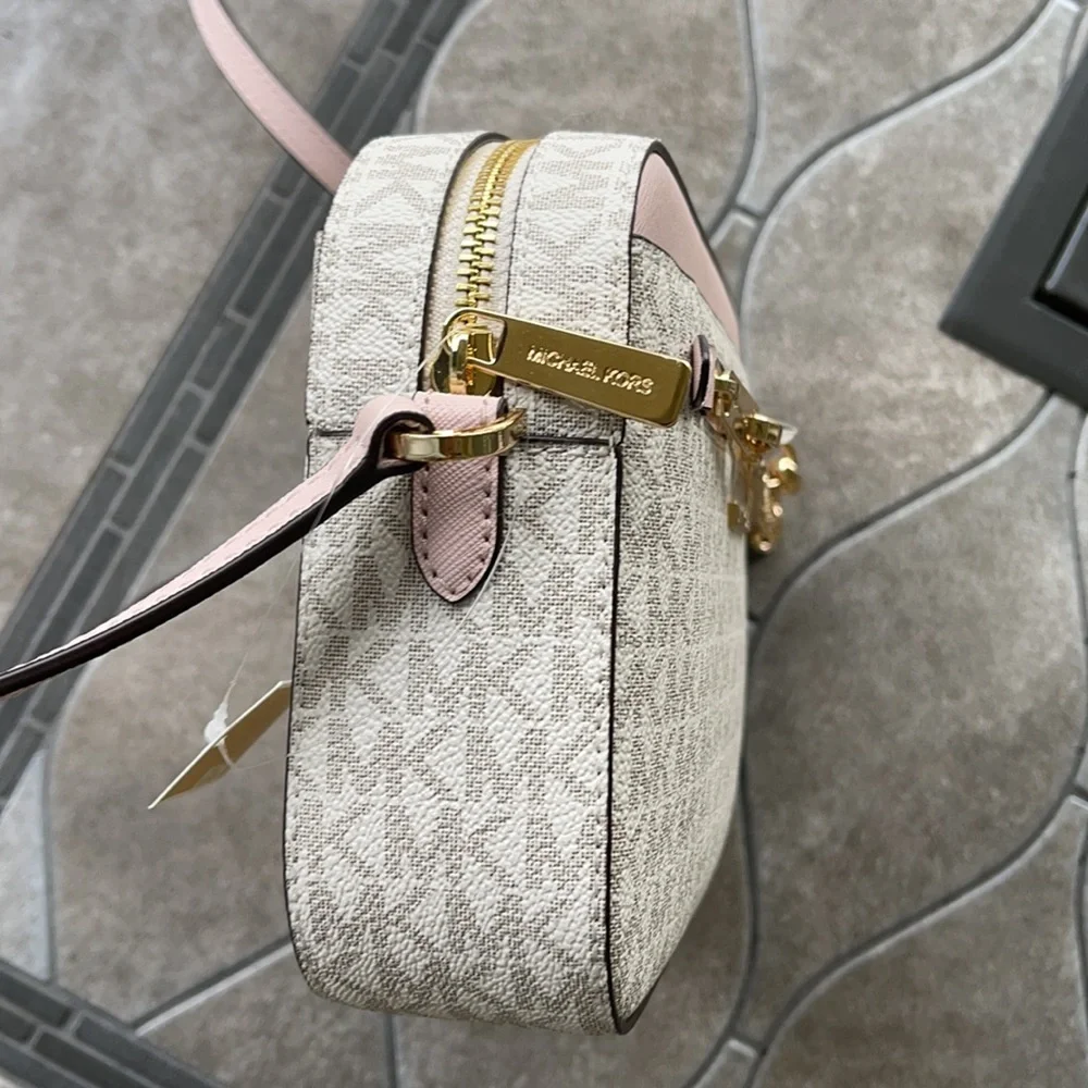 MICHAEL KORS LARGE EAST WEST ZIP CHAIN XBODY POWDER BLUSH MULTI